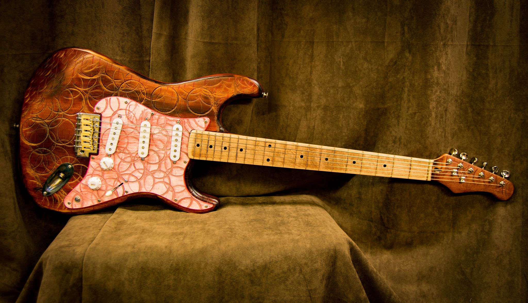 Red Rain Fretless DC Electric Guitar